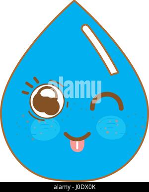 Kawaii belle heureux goutte eau Illustration de Vecteur