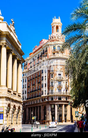 VALENCIA, Espagne - 27 juillet 2016 : Fondée en 1900 de la banque Banco de Valencia (Valence) est la sixième banque en Espagne, et a son siège au centre-ville Banque D'Images