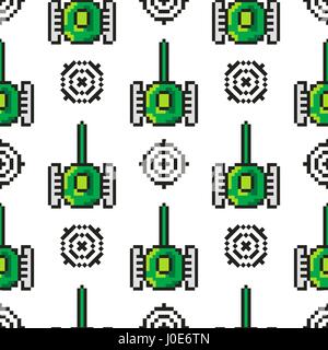 Pixel art objets vectoriels pour créer une mode Pattern. Arrière-plan avec des chars, des cibles pour les garçons. trendy 80s-90s style Illustration de Vecteur