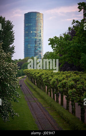 Westhafentower, Frankfurt am Main, Hesse, Allemagne Banque D'Images