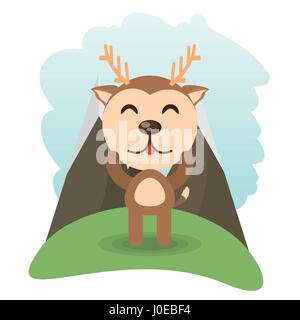 Cute animal chevreuil clignant de l'oeil Illustration de Vecteur