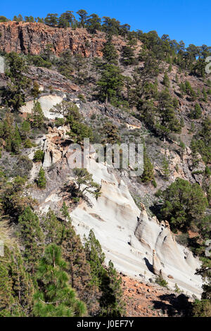 Au point de vue Paisaje Lunar (paysage lunaire). Piliers en tuf blanc poncée par tous les temps. Vilaflor, Tenerife, Canaries, Espagne Banque D'Images