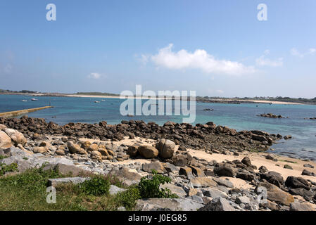 Le Grand Havre sur un éperon de mer sur la côte nord de Guernesey dans les îles de la Manche, la Grande-Bretagne. Cette zone n'est pas si bien connu aux visiteurs comme le Banque D'Images