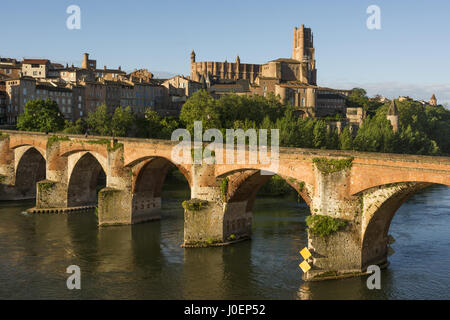 La France, Albi, ville withTarn Rivière, Pont Vieux et la Cathédrale Banque D'Images