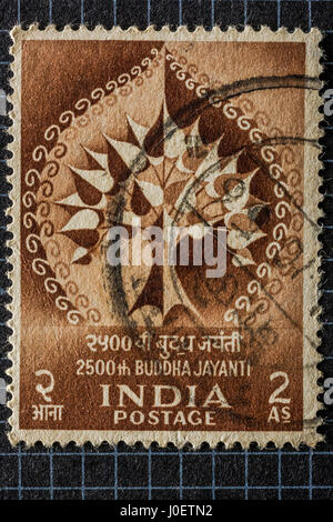 Bouddha Jayanti, timbres, Inde, Asie Banque D'Images