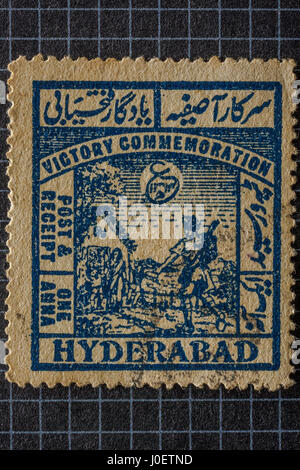 Commémoration de la victoire, l'un d'Hyderabad anna timbres-poste, l'Inde, l'Asie Banque D'Images