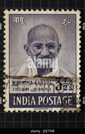 Mahatma Gandhi, des timbres, de l'Inde, l'Asie Banque D'Images