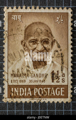 Mahatma Gandhi, des timbres, de l'Inde, l'Asie Banque D'Images