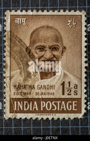 Mahatma Gandhi, des timbres, de l'Inde, l'Asie Banque D'Images