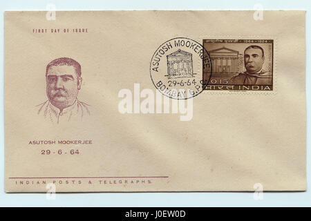 Premier jour couvert d'asutosh mookerjee, 1964 L'Inde, l'Asie Banque D'Images