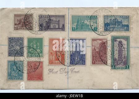 Enveloppe premier jour de timbres-poste, de l'Inde, l'Asie Banque D'Images