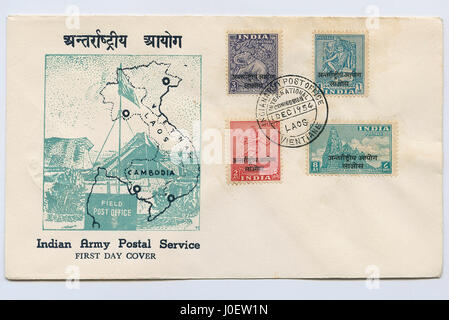 Premier jour de l'armée de couverture, des timbres, de l'Inde, l'Asie Banque D'Images