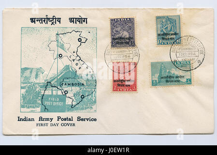 Premier jour de l'armée de couverture, des timbres, de l'Inde, l'Asie Banque D'Images