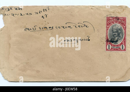 Saurashtra post Junagadh, timbre-poste, une anna, Inde, Asie, timbres indiens Banque D'Images