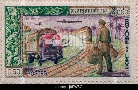 Royaume du Laos, les timbres-postes, l'Inde, l'Asie Banque D'Images