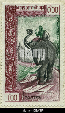 Royaume du Laos, les timbres-postes, l'Inde, l'Asie Banque D'Images