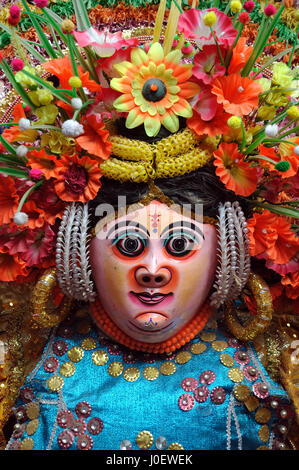 Masque de Chhau, Kolkata, Bengale occidental, Inde, Asie Banque D'Images