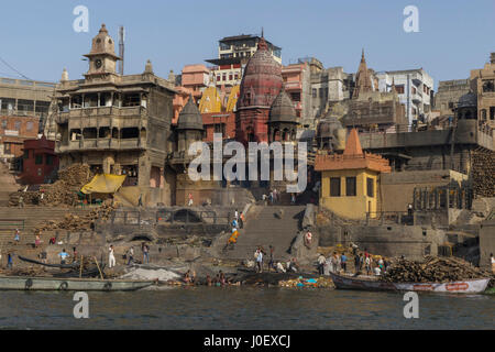 Manikarnika Ghat, Varanasi, Uttar Pradesh, Inde, Asie Banque D'Images