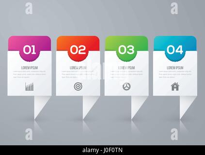 Modèle d'infographies quatre options avec square Illustration de Vecteur
