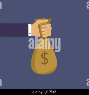 Sac d'argent dans la main Illustration de Vecteur