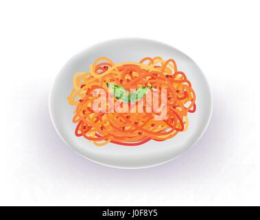 Assiette de spaghetti sur fond blanc Illustration de Vecteur