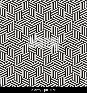 Grille de cubes carrelage élégant sans fin de texture. La conception d'arrière-plan géométrique abstraite. Formes vectorielles Rhombus transparente motif en noir et blanc. Illustration de Vecteur