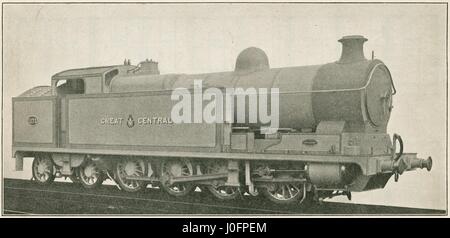 Aucune locomotive 1173 : 0-8-4 simple moteur trois cylindres en manœuvre. Cutitng imprimé, le Railway Gazette, 28 févr. 1908. Au verso, mesurée plan d'étage de troisième classe Banque D'Images