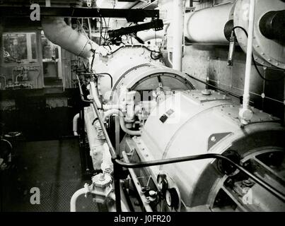 Négociant basse salle des machines. Moteur Deltic ferry, entre Melbourne et la Tasmanie à travers le détroit de Bass Banque D'Images