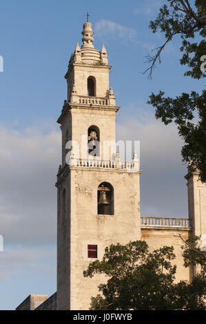 Le Mexique, Yucatan, Merida, Plaza de la Independencia, Cathédrale San Ildefonso, Bell Tower Banque D'Images