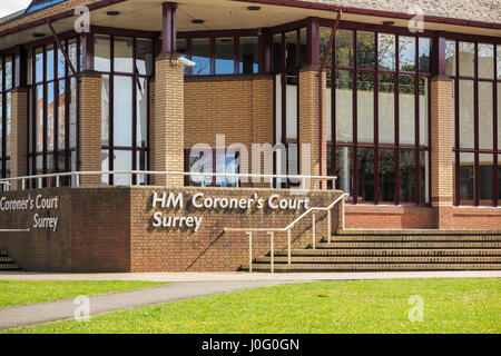 Les Coroners HM Cour, Woking, Surrey, où les enquêtes sont tenues, une enquête sur la cause et les circonstances d'un coup ou inexpliquée Banque D'Images