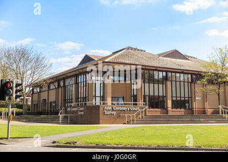 Les Coroners HM Cour, Woking, Surrey, où les enquêtes sont tenues, une enquête sur la cause et les circonstances d'un coup ou inexpliquée Banque D'Images