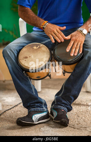 Bongo batteur, La Havane, Cuba Banque D'Images