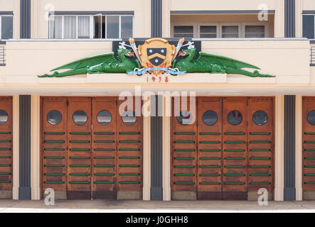 L'Art Déco Springs Central Fire Station, 4e Avenue, ressorts, East Rand, la Province de Gauteng, Afrique du Sud Banque D'Images