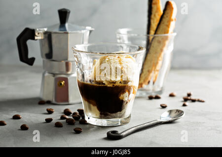 Affogato Café avec glace vanille Banque D'Images