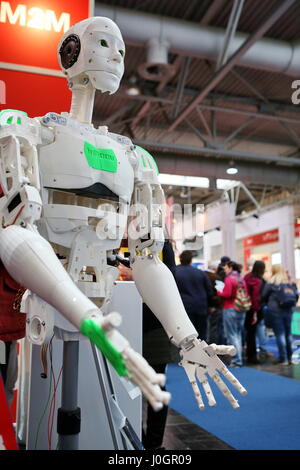 Hanovre, Allemagne. 21Th Mars, 2017. InMoov, première impression 3D Open Source robot grandeur nature, monté par le sculpteur français et designer Gael Langevin. CeBIT 2017, le salon des TIC, le plomb thème 'd !conomy - pas de limites'. Photocredit : Christian Lademann Banque D'Images