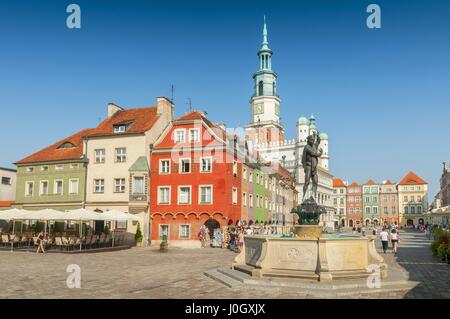 Statue d'Orphée et de Ville sur la place du vieux marché, Poznan, Pologne Banque D'Images