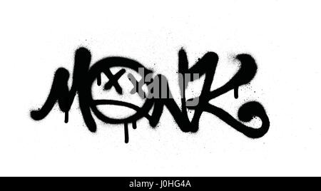Tag graffiti pulvérisés avec fuite dans le noir sur blanc Illustration de Vecteur