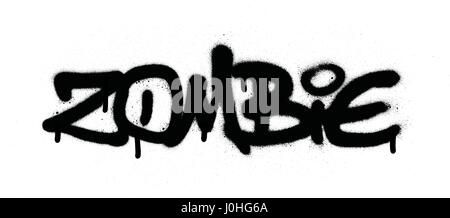 Zombie graffiti tag pulvérisés avec fuite dans le noir sur blanc Illustration de Vecteur