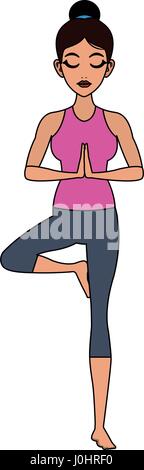 Pretty woman doing yoga yogi droit Illustration de Vecteur