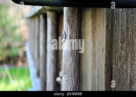Close up d'une échelle fixée sur un mur Banque D'Images
