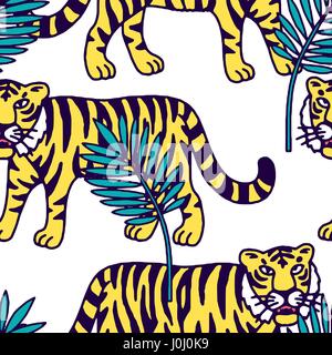 Tigre rugissant cartoon Cute Illustration de Vecteur