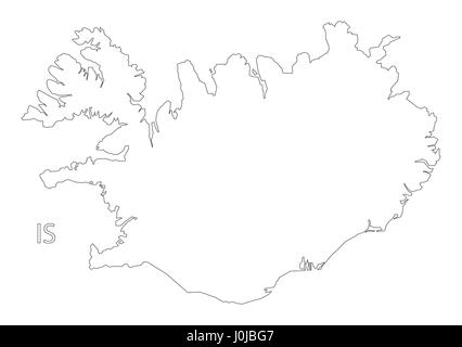 L'Islande carte illustration silhouette contour Illustration de Vecteur