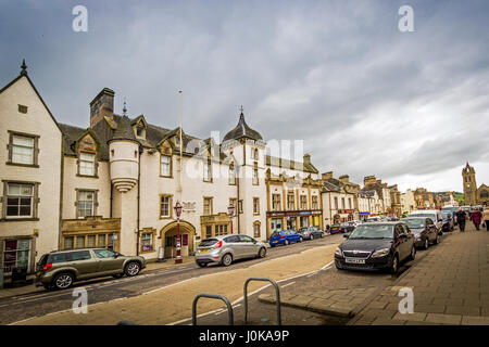 Architecture historique dans les rues de Peebles, Ecosse, Banque D'Images