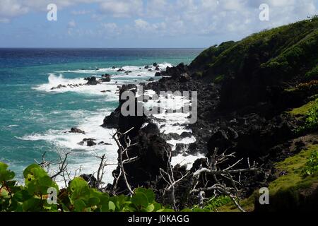 Site naturel Blackrocks, Sadlers, Saint Kitts et Nevis. Banque D'Images