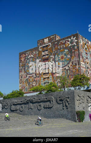 La mosaïque de la bibliothèque centrale de l'artiste Juan O'Gorman Université de l'UNAM, Mexico, Mexique Banque D'Images