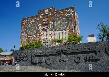 La mosaïque de la bibliothèque centrale de l'artiste Juan O'Gorman Université de l'UNAM, Mexico, Mexique Banque D'Images