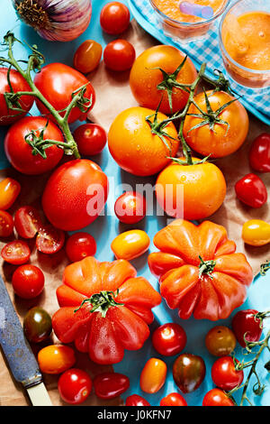 Gaspacho de tomates avec l'ail et soupe Banque D'Images