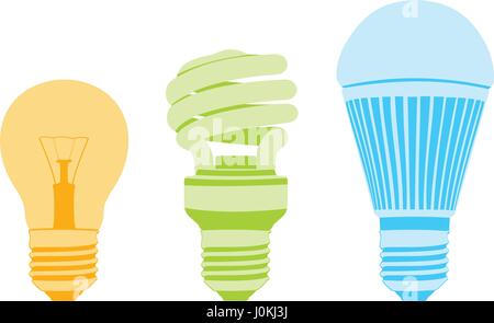 Set d'ampoules. Cours de trois génération.ampoule vector illustration isolé Illustration de Vecteur