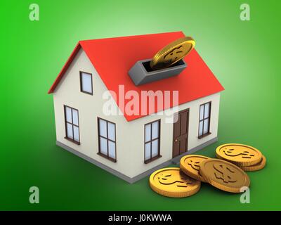 3d illustration de générique chambre sur fond vert avec coins Banque D'Images