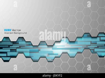 Résumé fond avec des rectangles bleu et gris d'hexagones. Utilisé masque de découpe. Illustration de Vecteur